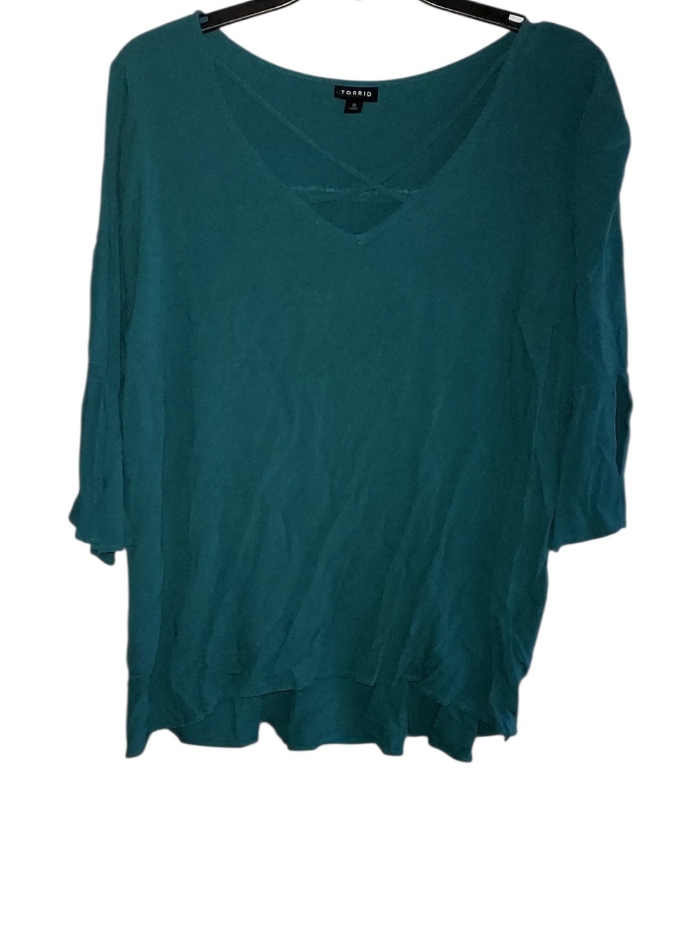 torrid teal Quarter sleeve V-neck top